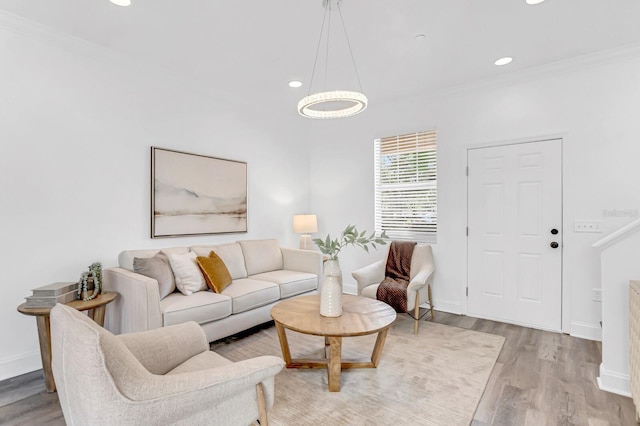 2410 W N A St Unit 2, Tampa, FL 33609 - living area with recessed lighting, baseboards, crown molding, and wood finished floors