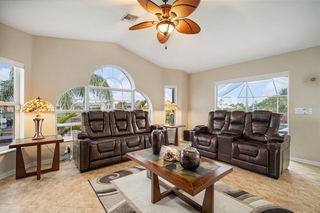 121 Colonial St SW, Port Charlotte, FL 33952 - living room featuring a wealth of natural light, visible vents, and a ceiling fan