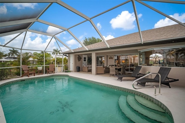 121 Colonial St SW, Port Charlotte, FL 33952 - pool featuring a lanai, outdoor lounge area, and a patio area