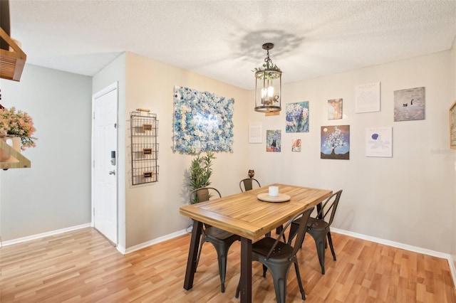 9481 Highland Oak Dr Unit 1616, Tampa, FL 33647 - dining area featuring light wood-style floors, baseboards, a chandelier, and a textured ceiling