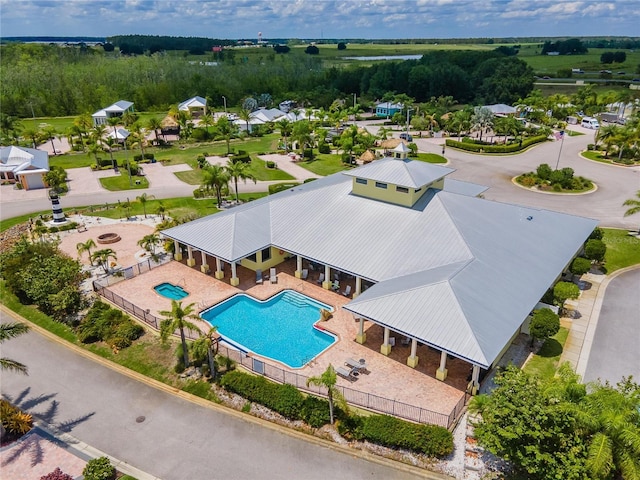 drone / aerial view with a residential view