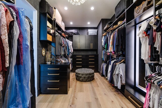 spacious closet with light wood-style floors
