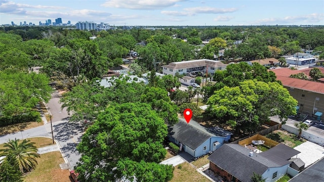 drone / aerial view with a view of city