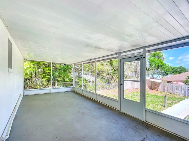 view of unfurnished sunroom