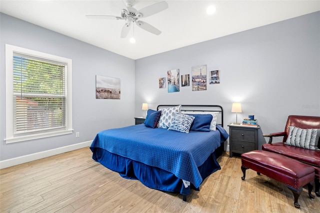 2623 57th St S, Gulfport, FL 33707 - bedroom with recessed lighting, baseboards, a ceiling fan, and wood finished floors