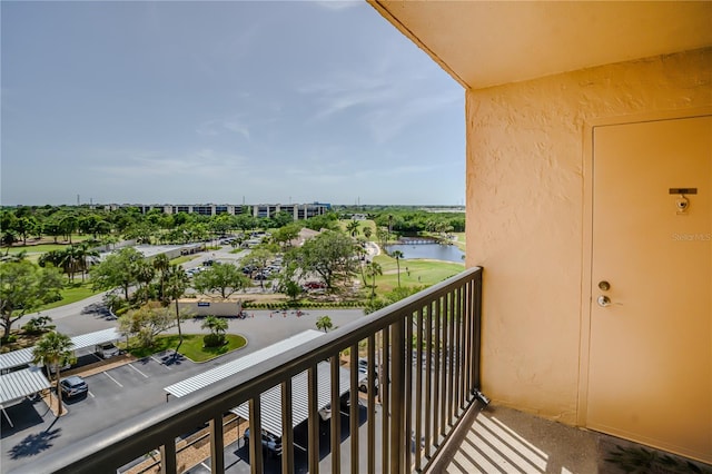 balcony with a water view
