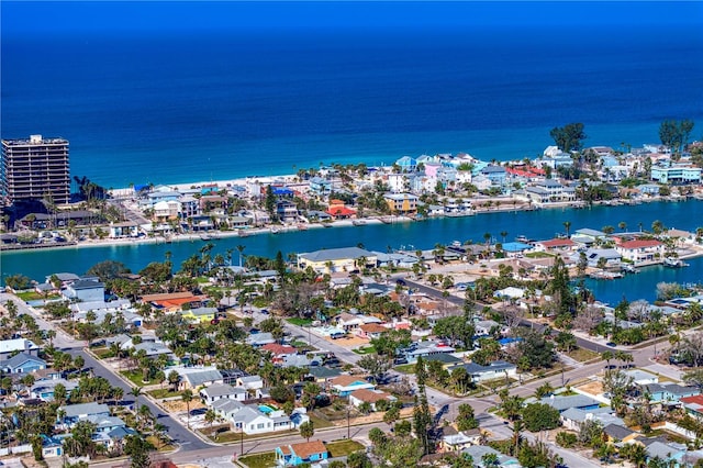 bird's eye view with a residential view and a water view