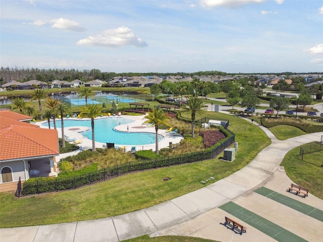 aerial view with a residential view
