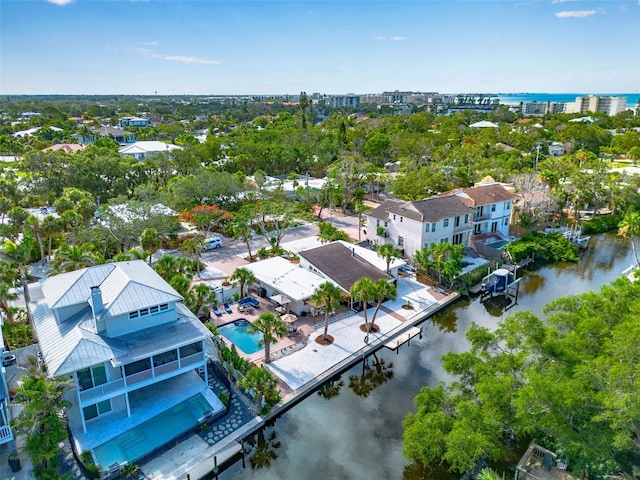 5430 Avenida Del Mare, Sarasota, FL 34242 - aerial perspective of suburban area with a large body of water and a tree filled landscape