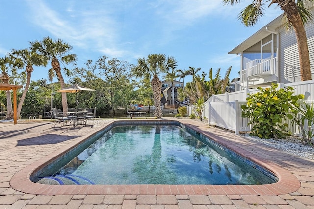 5430 Avenida Del Mare, Sarasota, FL 34242 - swimming pool featuring a fenced backyard and a patio