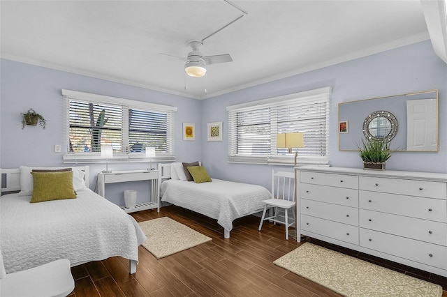 5430 Avenida Del Mare, Sarasota, FL 34242 - bedroom featuring crown molding, wood finished floors, and ceiling fan