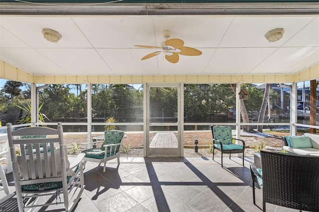 5430 Avenida Del Mare, Sarasota, FL 34242 - sunroom with a ceiling fan and plenty of natural light