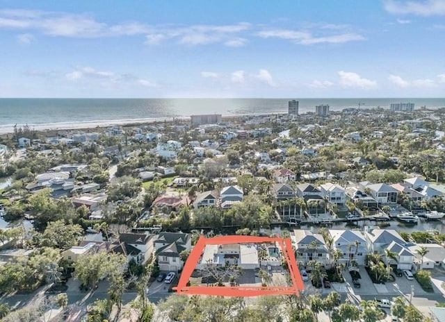 5430 Avenida Del Mare, Sarasota, FL 34242 - aerial perspective of suburban area featuring property boundaries highlighted and a large body of water
