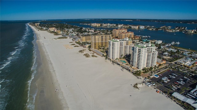 view of urban area featuring extended coastline
