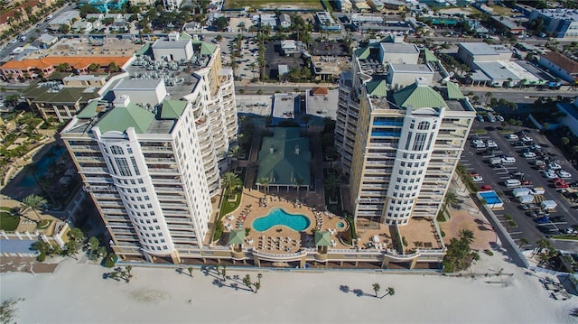aerial view of a pool