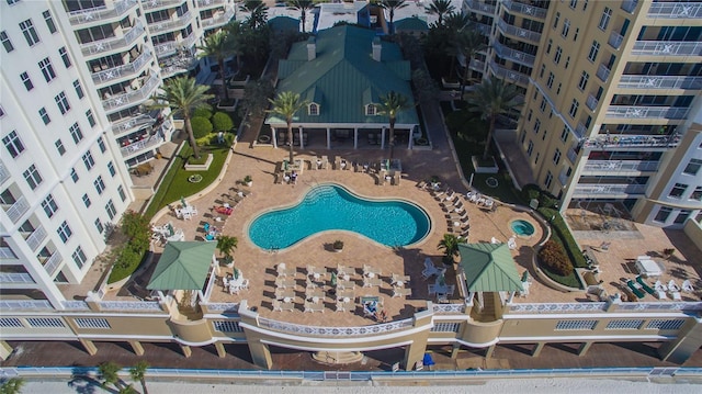 bird's eye view of a pool