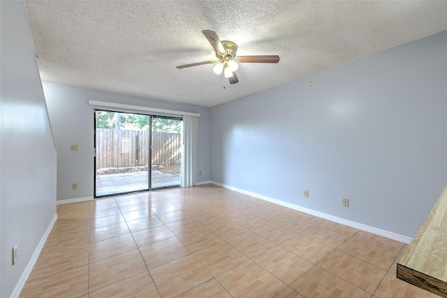 1424 Highland Ridge Cir, Brandon, FL 33510 - spare room with a textured ceiling, light tile patterned floors, baseboards, and a ceiling fan