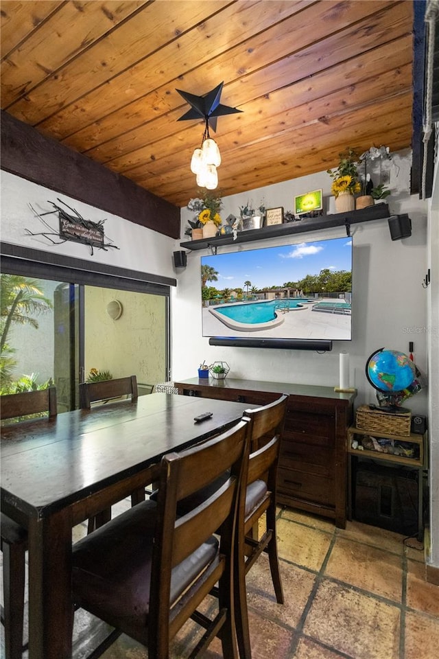 19440 NE 26th Ave Unit 53B, Miami, FL 33180 - dining room featuring wood ceiling