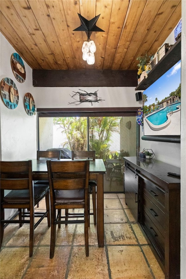 19440 NE 26th Ave Unit 53B, Miami, FL 33180 - dining area with wood ceiling and healthy amount of natural light