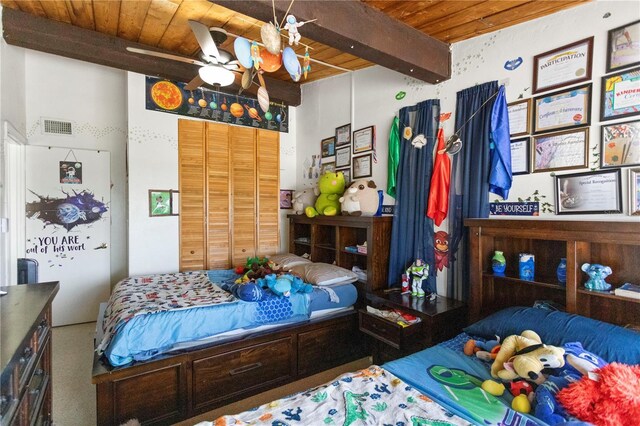 19440 NE 26th Ave Unit 53B, Miami, FL 33180 - bedroom featuring wooden ceiling and beamed ceiling