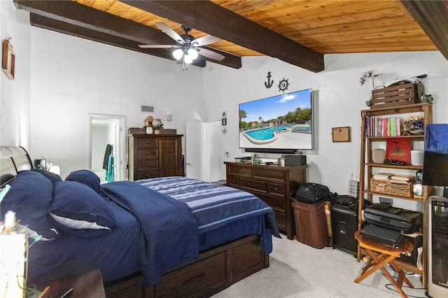 19440 NE 26th Ave Unit 53B, Miami, FL 33180 - carpeted bedroom with wooden ceiling and ceiling fan