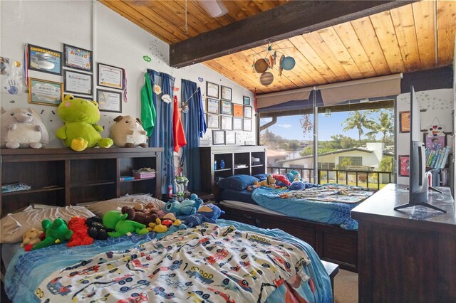 19440 NE 26th Ave Unit 53B, Miami, FL 33180 - bedroom with wooden ceiling and access to exterior