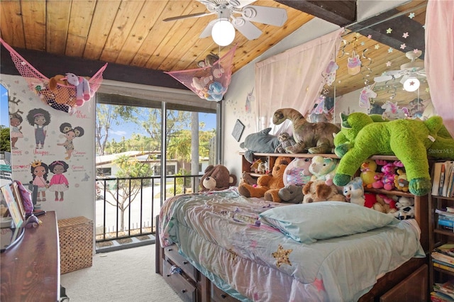 19440 NE 26th Ave Unit 53B, Miami, FL 33180 - carpeted bedroom with access to exterior and wood ceiling
