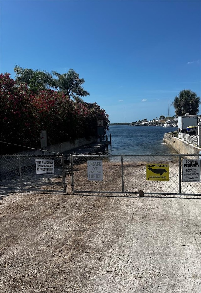 property view of water with fence