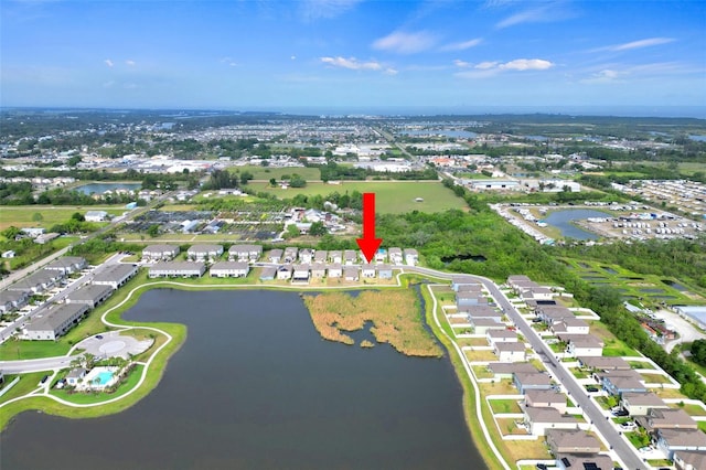 582 Royal Empress Dr, Ruskin, FL 33570 - aerial overview of property's location featuring a nearby body of water and nearby suburban area
