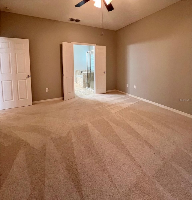 5221 Bannister Park Ln, Lithia, FL 33547 - empty room featuring baseboards, ceiling fan, light carpet, and visible vents