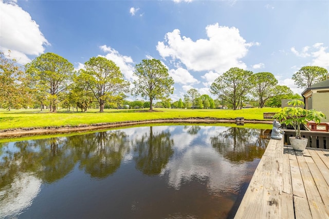 13512 Palmwood Ln Unit 13512, Tampa, FL 33618 - view of dock featuring a water view and a lawn