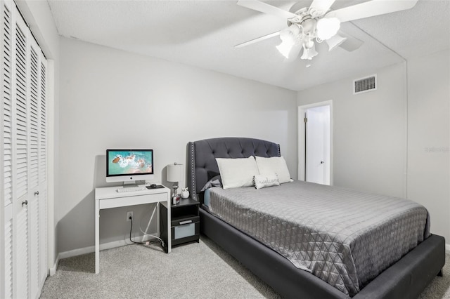 12736 Wood Trail Blvd, Tampa, FL 33625 - carpeted bedroom featuring a ceiling fan, a closet, and visible vents