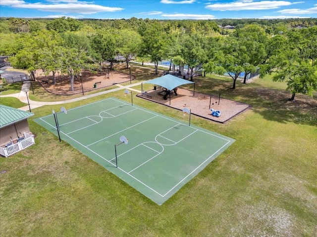 8202 Pinewood Run Ct, Tampa, FL 33647 - view of sport court featuring a gazebo, a yard, and community basketball court