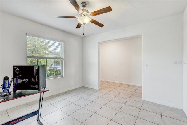 11476 Sage Canyon Dr, Riverview, FL 33578 - office space featuring light tile patterned floors, baseboards, and a ceiling fan