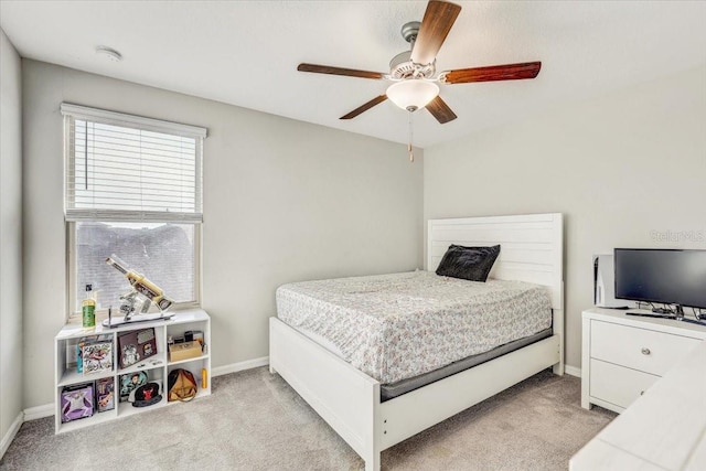 11476 Sage Canyon Dr, Riverview, FL 33578 - bedroom with ceiling fan, light colored carpet, and baseboards