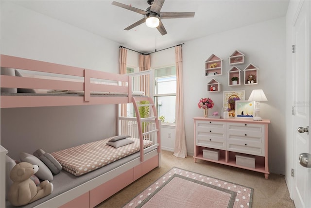 20659 Drake Elm Dr, Land O Lakes, FL 34638 - bedroom with light carpet, baseboards, and ceiling fan