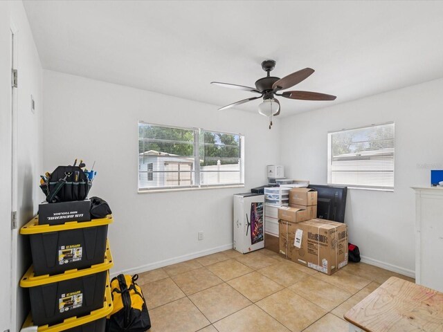 232 Emerald Ln, Largo, FL 33771 - office with ceiling fan and tile patterned flooring