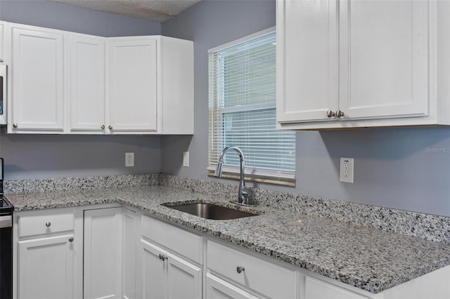 kitchen with a sink, white cabinetry, and plenty of natural light