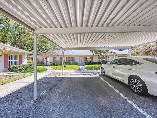 view of covered parking lot
