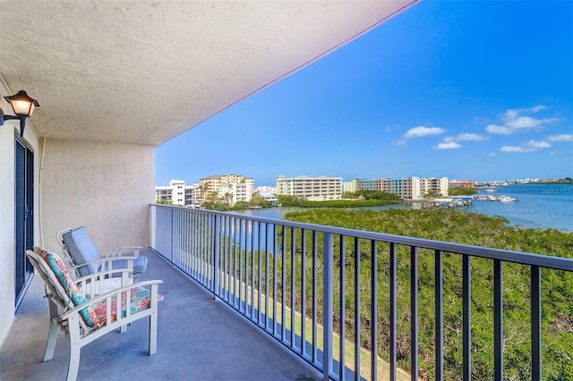 balcony with a water view
