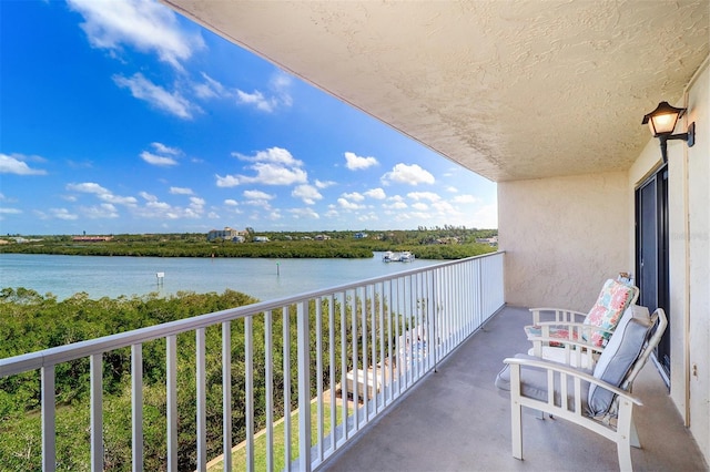 balcony with a water view