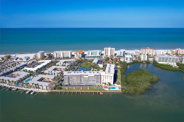 bird's eye view featuring a water view