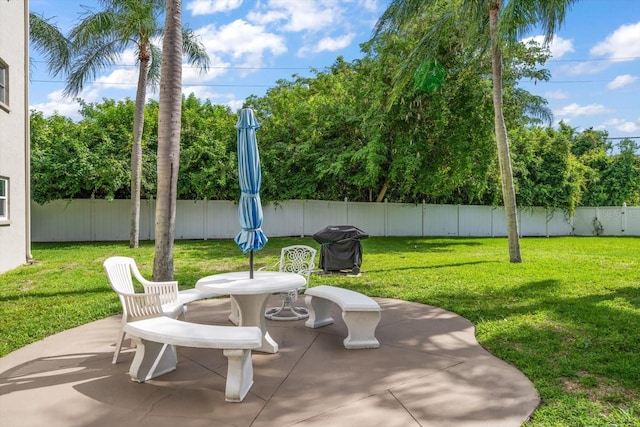 view of patio / terrace featuring outdoor dining area and a fenced backyard