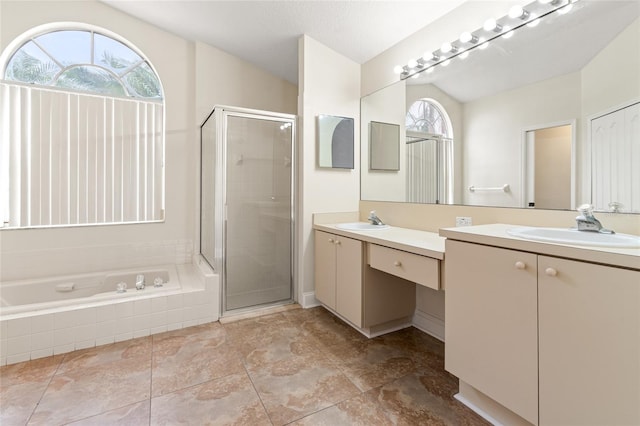 18005 Palm Breeze Dr, Tampa, FL 33647 - full bath with a shower stall, a bath, and vanity