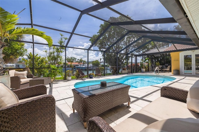 4490 38th Way S, Saint Petersburg, FL 33711 - outdoor pool with a patio area, french doors, outdoor lounge area, and a lanai