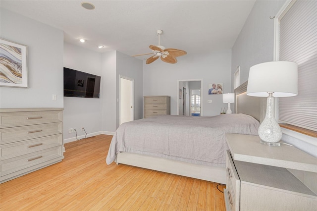 4490 38th Way S, Saint Petersburg, FL 33711 - bedroom featuring light wood-style flooring, ceiling fan, baseboards, and recessed lighting
