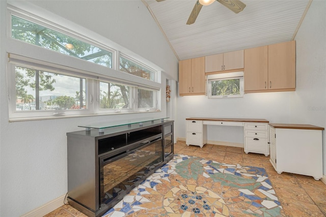 4490 38th Way S, Saint Petersburg, FL 33711 - office space with plenty of natural light, ceiling fan, baseboards, and lofted ceiling