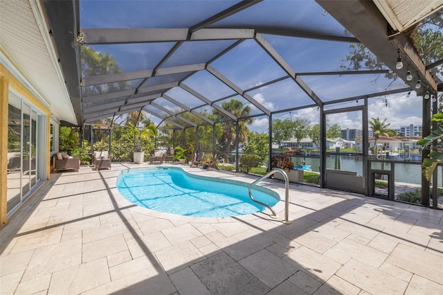 4490 38th Way S, Saint Petersburg, FL 33711 - outdoor pool with a patio, glass enclosure, and a water view