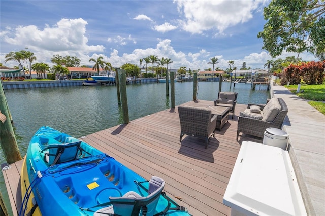 4490 38th Way S, Saint Petersburg, FL 33711 - view of dock featuring a water view and outdoor lounge area