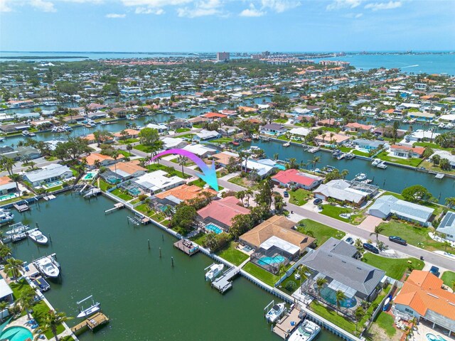 4490 38th Way S, Saint Petersburg, FL 33711 - drone / aerial view featuring a water view and a residential view